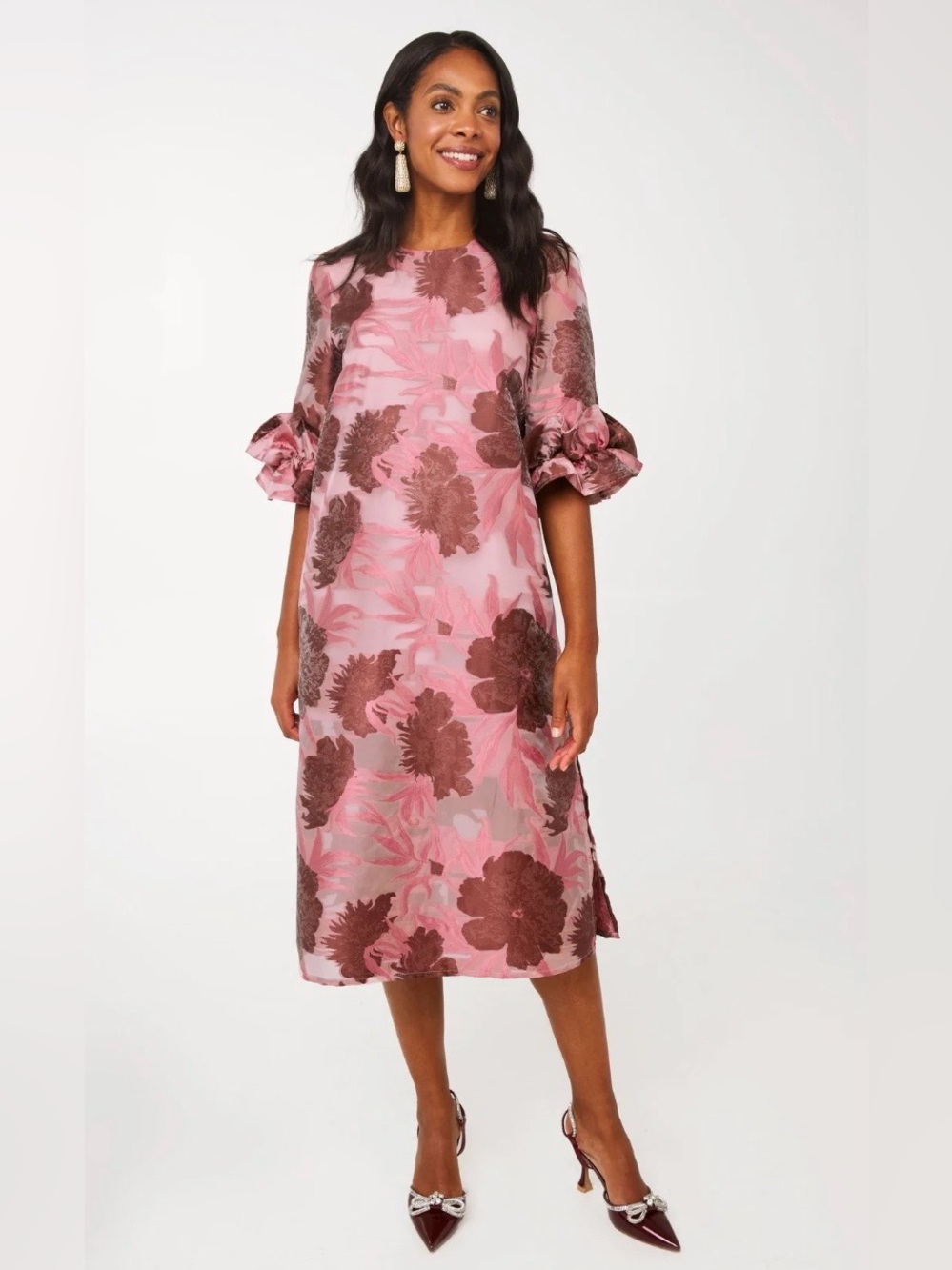 Abbey Glass Bronwyn Dress Jacquard Blush Pansy Vine Organza S Limited Edition